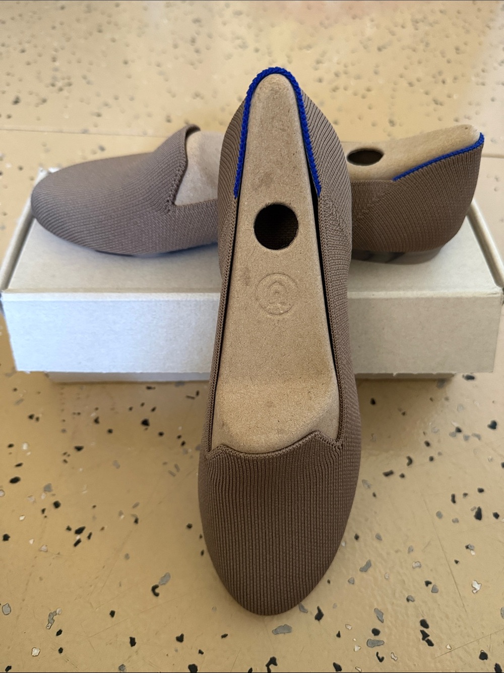Rothy's Brown Knit Slip-Ons with Blue Trim - Women